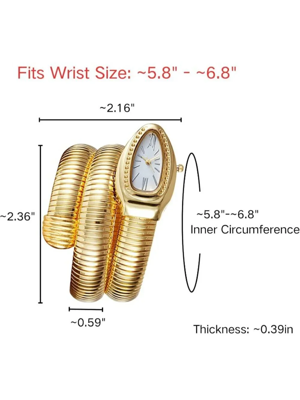 Women's White Analog Quartz Asymmetrical Snake Shape Bangle Fit Bracelet Watch